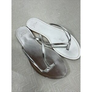 J. Crew Easy Summer Flip-Flops Sandals Silver‎ Shoes Women's 8
